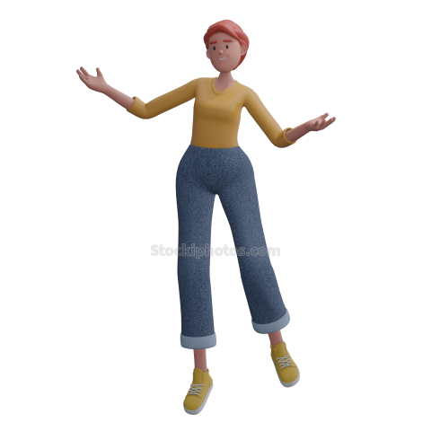 3D Female Yound Girl Character Poses Illustratrion (3)