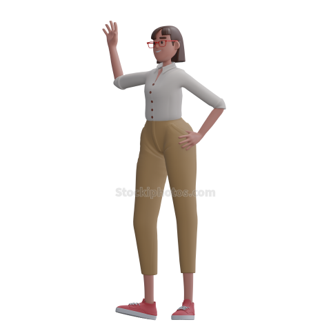 3D Girl Character Poses Illustratrion (2)