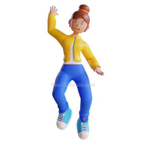 3D Web Illustration Character Jumping for joy