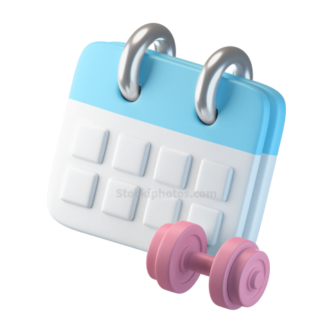 Fitness Gym 3D Icon Calendar 3