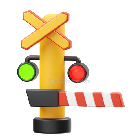 Traffic Alert and Warning Sign 3D Icon Railroad Barrier