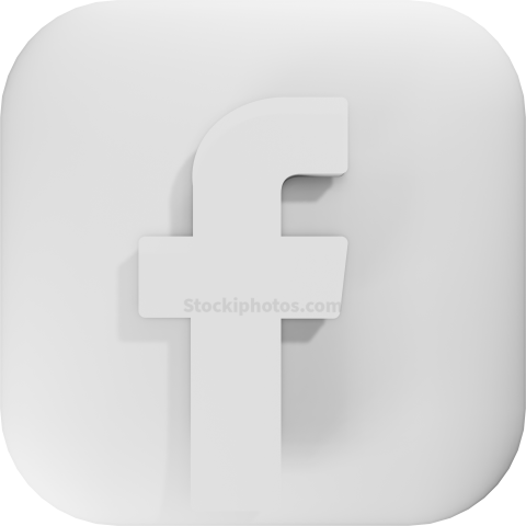 3D Social Media Icon Light Clay Facebook