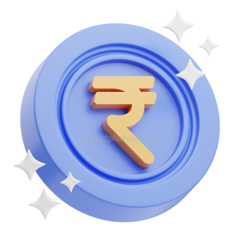 3D Currency Coin Illustration Rupee India