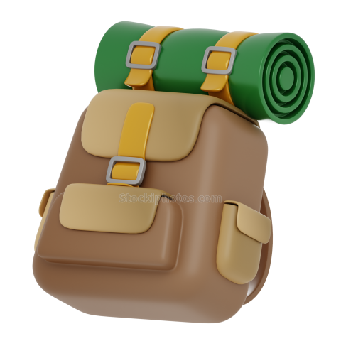 Traveler Camping Hiking 3D Illustration Back Pack Laggage