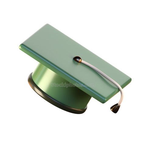 3D Education Green School Illustration Icon hat