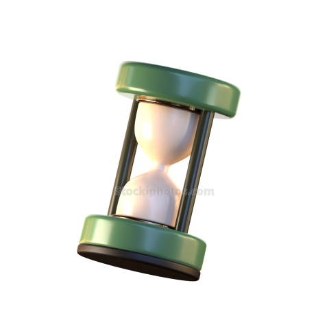 3D Education Green School Illustration Icon hourglass