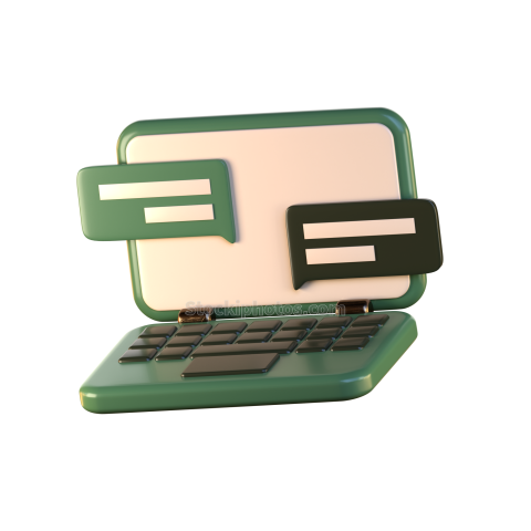 3D Education Green School Illustration Icon laptop