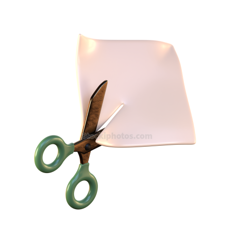 3D Education Green School Illustration Icon scissors Paper