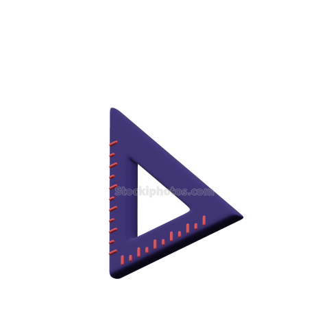 3d Educational and School Icon Illustration Triangle Ruler D R