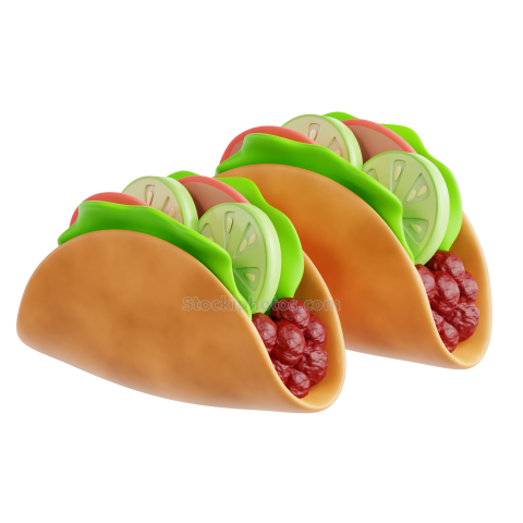 Fast Food 3D Illustration Two Taco