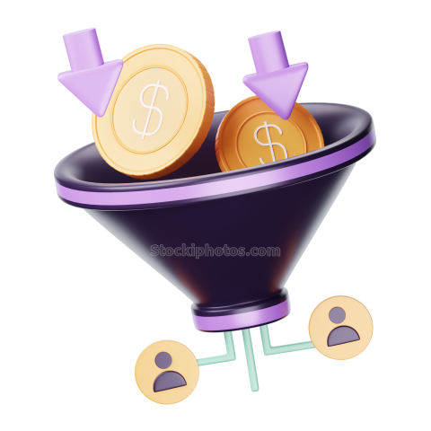 3D Business Marketing Illustration Icon Sales Funnel