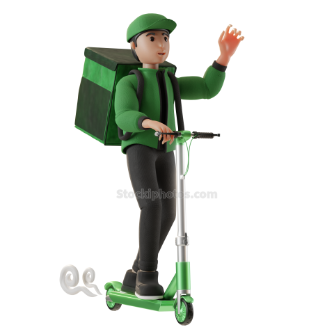 Ecommerce Delivery Service Character 3d Illustration green (5)