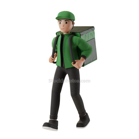 Ecommerce Delivery Service Character 3d Illustration green