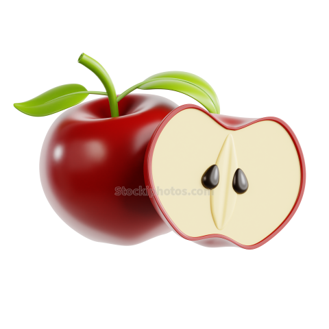 3D Fruit Icon Illustration Apple