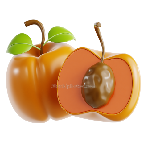 3D Fruit Icon Illustration Apricot