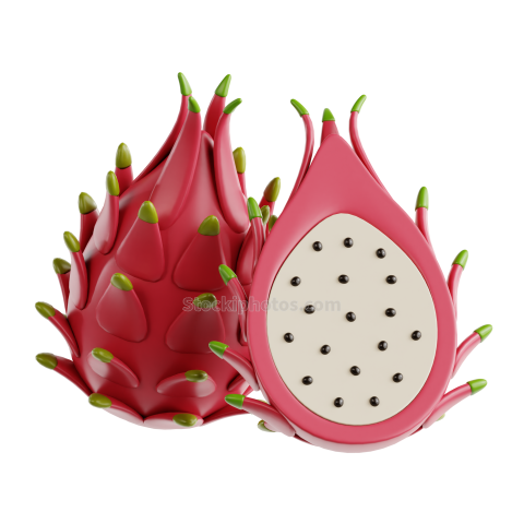 3D Fruit Icon Illustration Dragonfruit