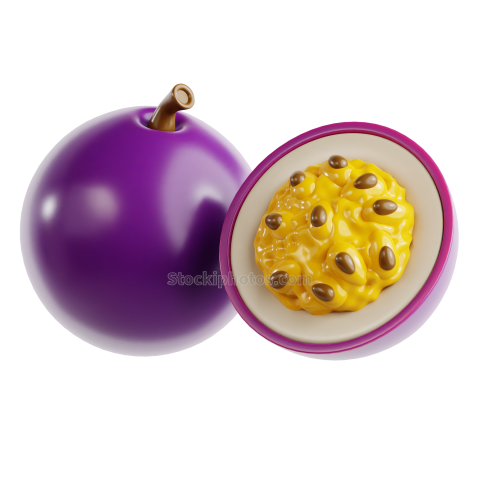 3D Fruit Icon Illustration Passionfruit