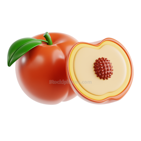 3D Fruit Icon Illustration Peach