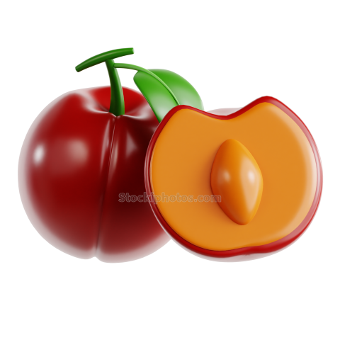 3D Fruit Icon Illustration Plum