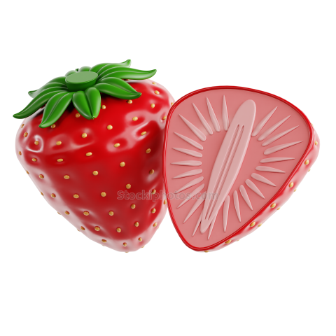 3D Fruit Icon Illustration Strawberry