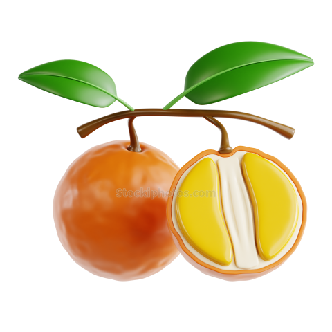 3D Fruit Icon Illustration Tangerine