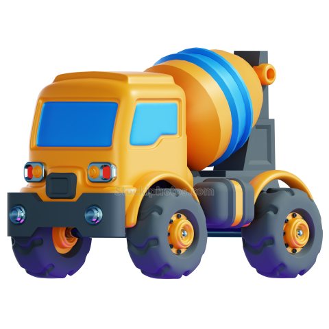 Kid's Toy 3D Illustration CEMENT MIXER TRUCK TOYS