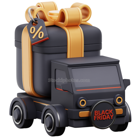 3D Back Friday Sale Offer Gift Delivery Truck