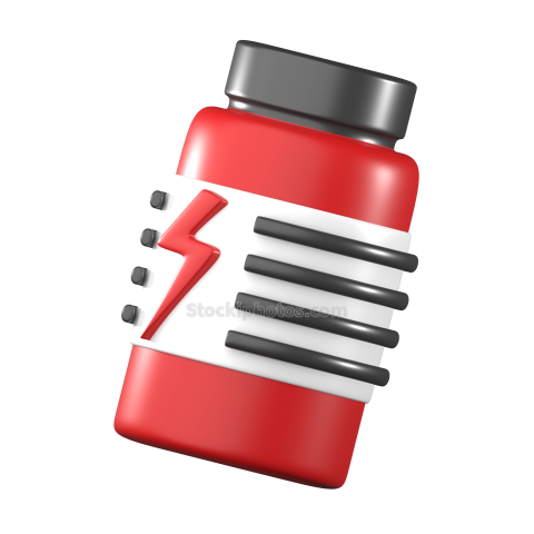 3D Gym Workout and Fitness Equipment Illustration Energy Boost Supplement