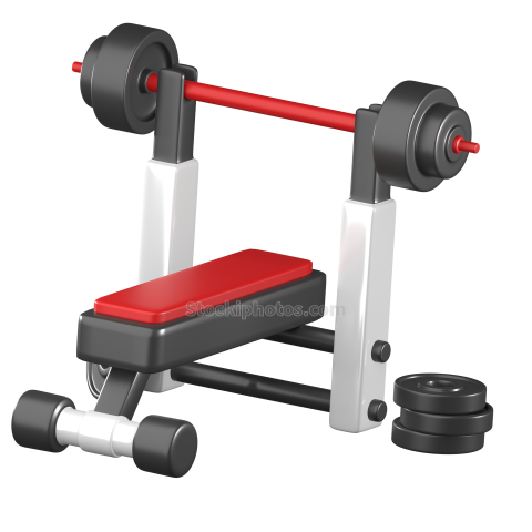 3D Gym Workout and Fitness Equipment Illustration Bench