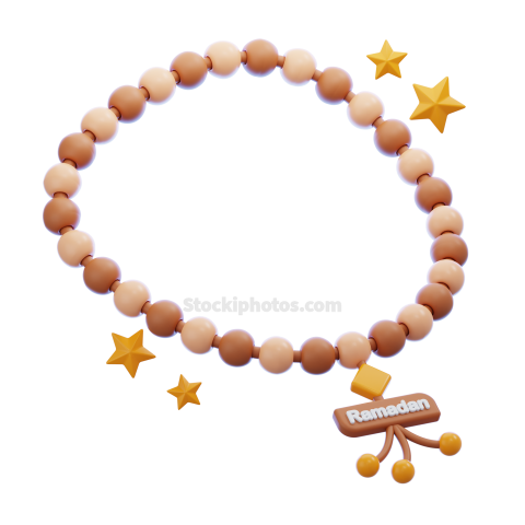 Ramadan Eid Mubarak Muslim 3D Icon prayer beads