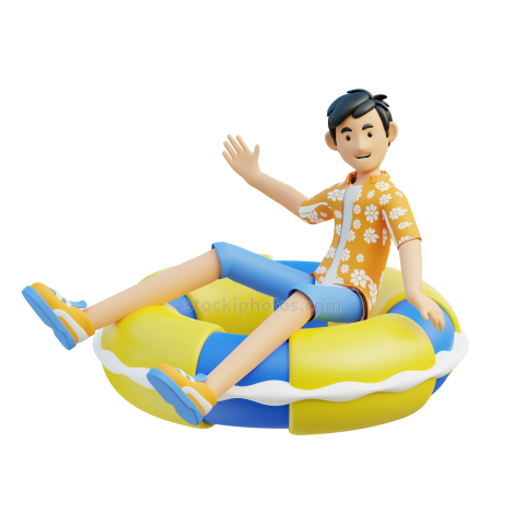 Travel Adventure Character 3D Illustration male with Floating Ring