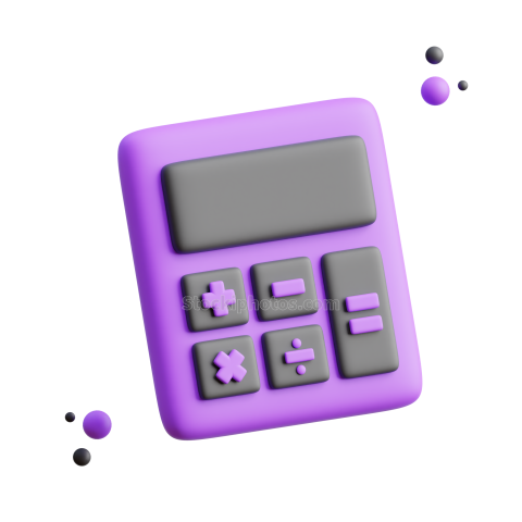 3D Business and Finance Icon Illustration Dark Purple Calculator