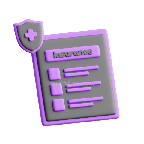 3D Business and Finance Icon Illustration Dark Purple Insurance