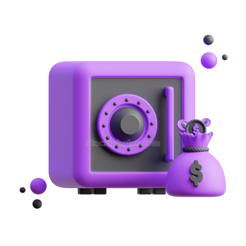 3D Business and Finance Icon Illustration Dark Purple Safe Box