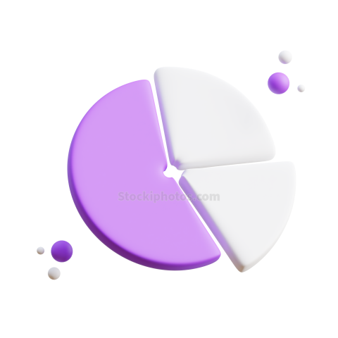 3D Business and Finance Icon Illustration Light Purple Pie Chart