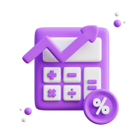 3D Business and Finance Icon Illustration Light Purple Bussines Profit