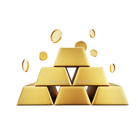 3D Crypto Currency Finance Illustration Gold Bricks 3