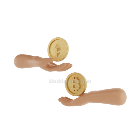 3D Crypto Currency Finance Illustration Hand   Coin 3