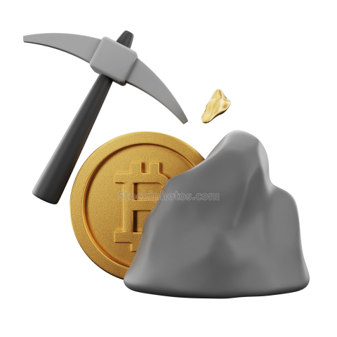 3D Crypto Currency Finance Illustration Mining Bitcoin 3