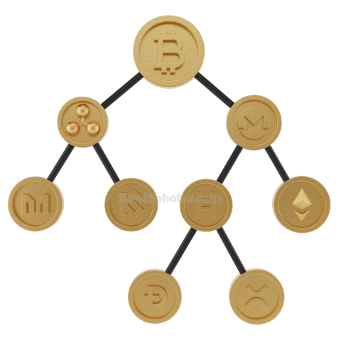 3D Crypto Currency Finance Illustration Node 1