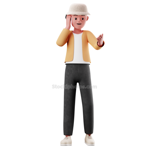 Caling 3D Male Character Pose Illustration Style 5