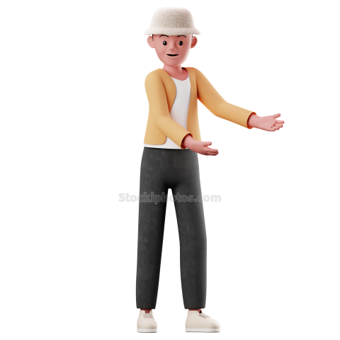 Pointing 4 3D Male Character Pose Illustration Style 5