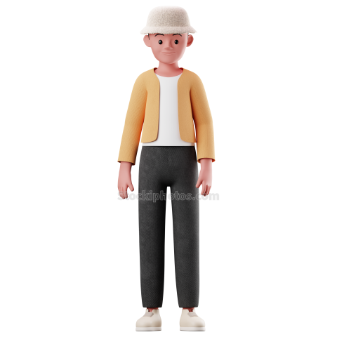 Standing 3D Male Character Pose Illustration Style 5