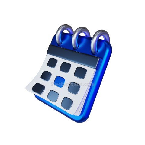 3D Finance Business UI UX Illustration Blue Icon CALENDAR