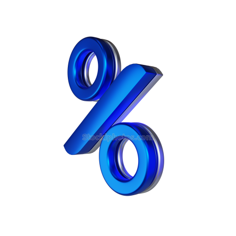 3D Finance Business UI UX Illustration Blue Icon PERCENT