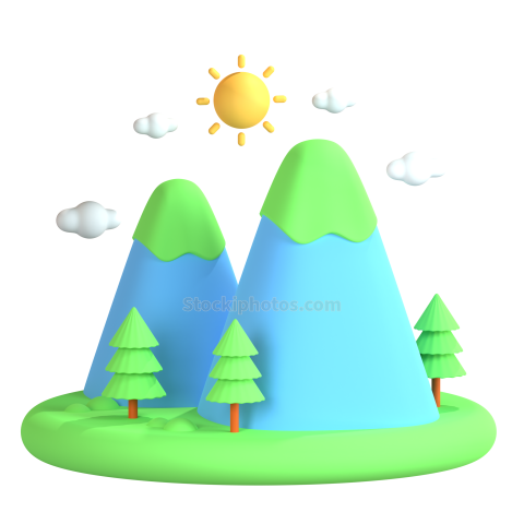 3D Nature and Environment Illustration Icon Mountain