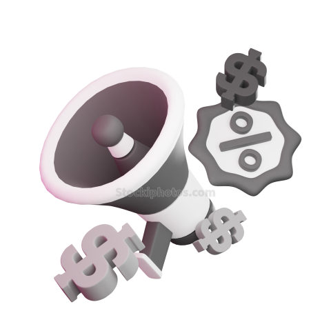 3D Ecommerce Shopping Icon Illustration BW discount