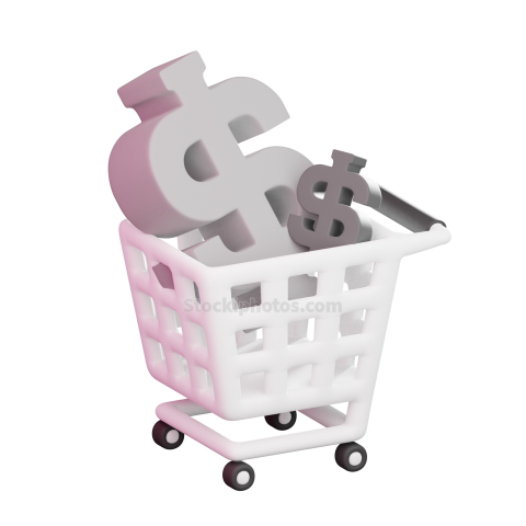 3D Ecommerce Shopping Icon Illustration BW pay