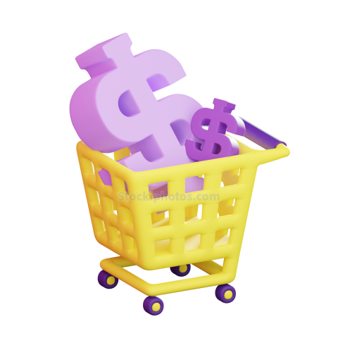 3D Ecommerce Shopping Icon Illustration cust troli