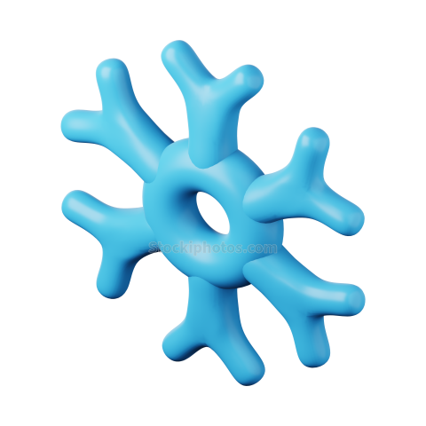 3D Nature and Weather Illustration Snowflake 3